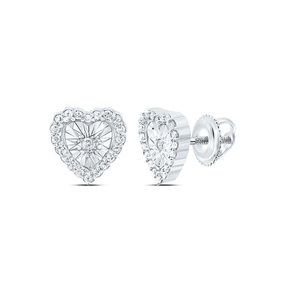 10K White Gold Heart Diamond Stud Earrings - Splendid Jewellery