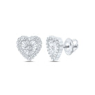 10K White Gold Heart Diamond Stud Earrings - Splendid Jewellery