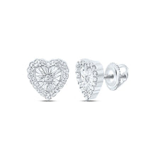 Load image into Gallery viewer, 10K White Gold Heart Diamond Stud Earrings - Splendid Jewellery