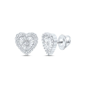 10K White Gold Heart Diamond Stud Earrings - Splendid Jewellery