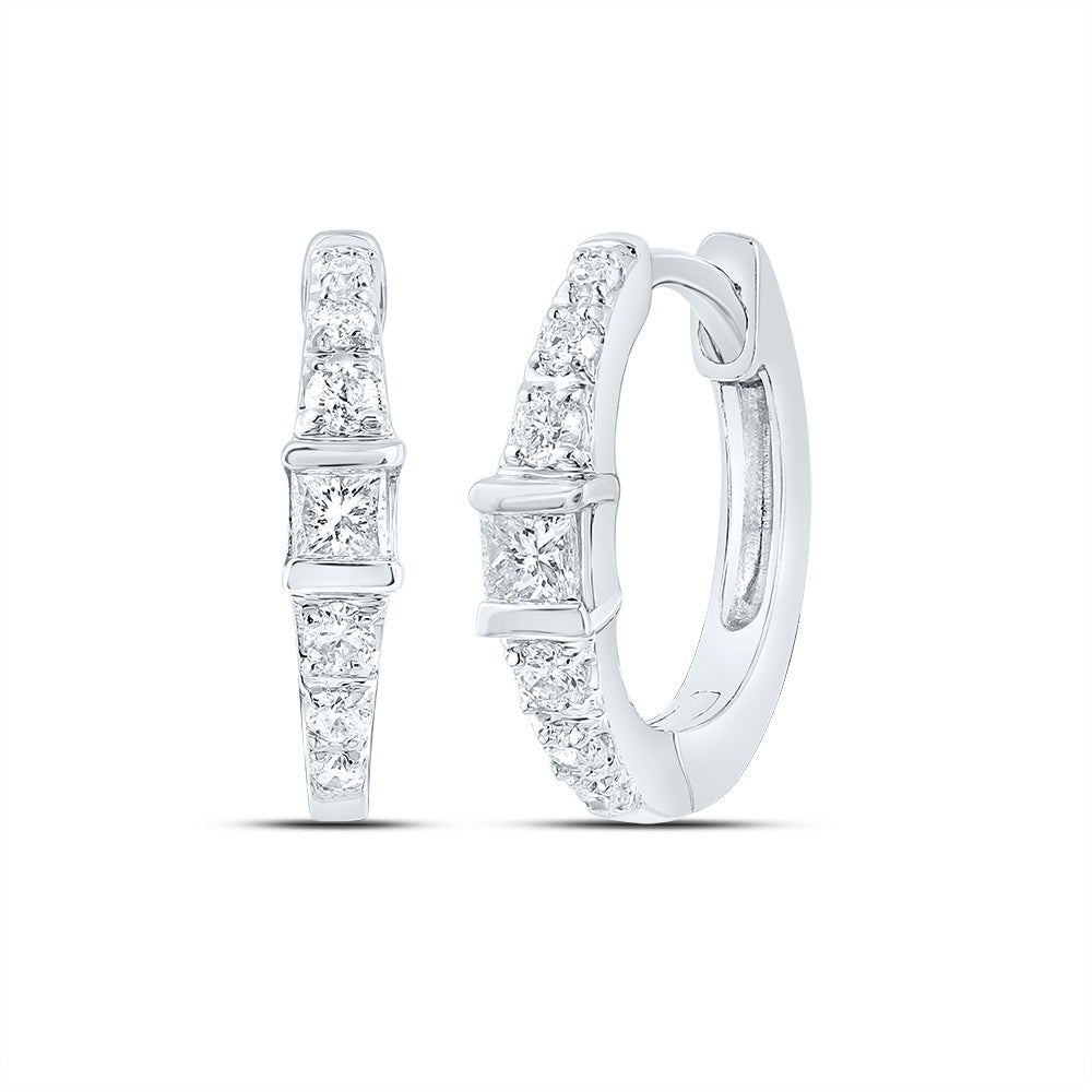 10K White Gold Diamond Hoop Earrings 1/6 Cttw Gift Edition - Splendid Jewellery