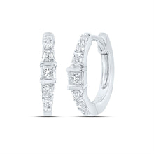 Load image into Gallery viewer, 10K White Gold Diamond Hoop Earrings 1/6 Cttw Gift Edition - Splendid Jewellery