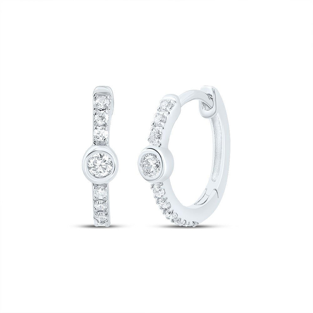 Diamond Hoop Earrings in 10K White Gold with Natural Sparkle - Splendid Jewellery
