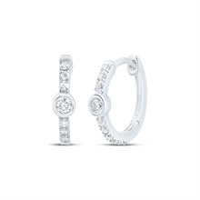 Load image into Gallery viewer, Diamond Hoop Earrings in 10K White Gold with Natural Sparkle - Splendid Jewellery