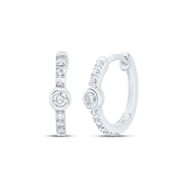 Diamond Hoop Earrings in 10K White Gold with Natural Sparkle - Splendid Jewellery