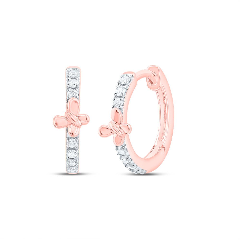 10K Rose Gold Elegant Hoop Earrings with Diamond - Splendid Jewellery