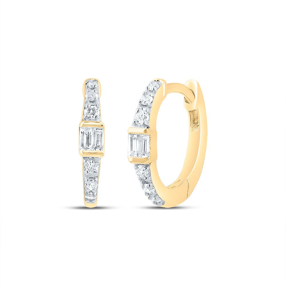 10K Yellow Gold Diamond Hoop Earrings with Elegant Styling - Splendid Jewellery