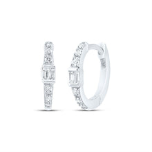 Load image into Gallery viewer, 10K White Gold Luxury Diamond Hoop Earrings with Fine Detail - Splendid Jewellery