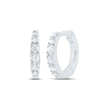 Load image into Gallery viewer, 10K White Gold Diamond Hoop Earrings with Natural Sparkle - Splendid Jewellery