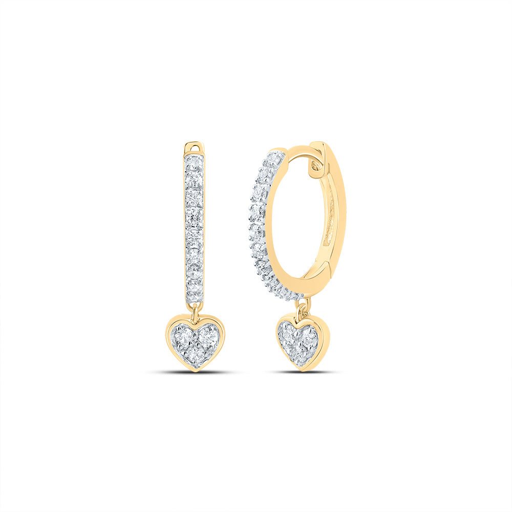10K Yellow Gold Heart Diamond Earrings - Splendid Jewellery