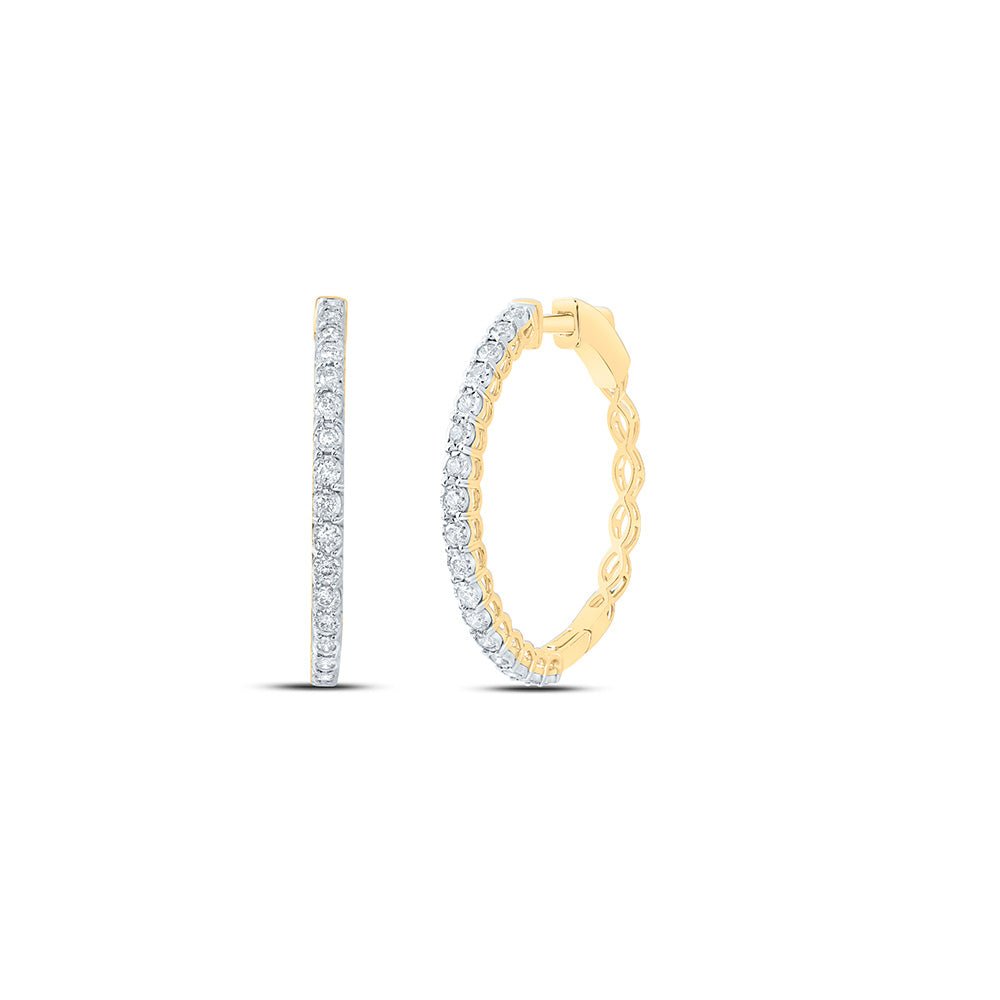 10K Yellow Gold Diamond Hoop Earrings 5/8 Cttw - Splendid Jewellery
