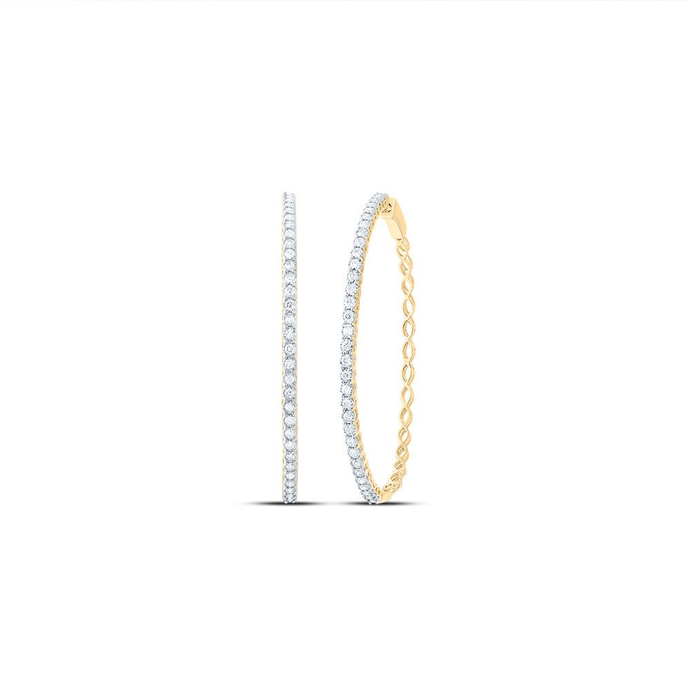 10K Yellow Gold Elegant Hoop Earrings with Diamond Gift Edition - Splendid Jewellery