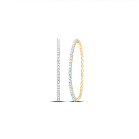 10K Yellow Gold Elegant Hoop Earrings with Diamond Gift Edition - Splendid Jewellery