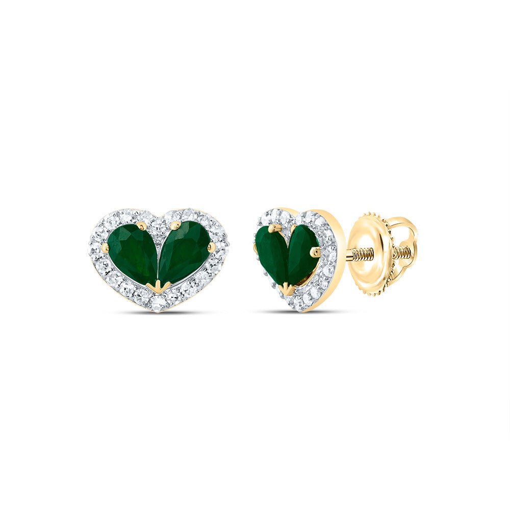 14K Yellow Gold Modern Emerald Earrings with Natural Sparkle - Splendid Jewellery