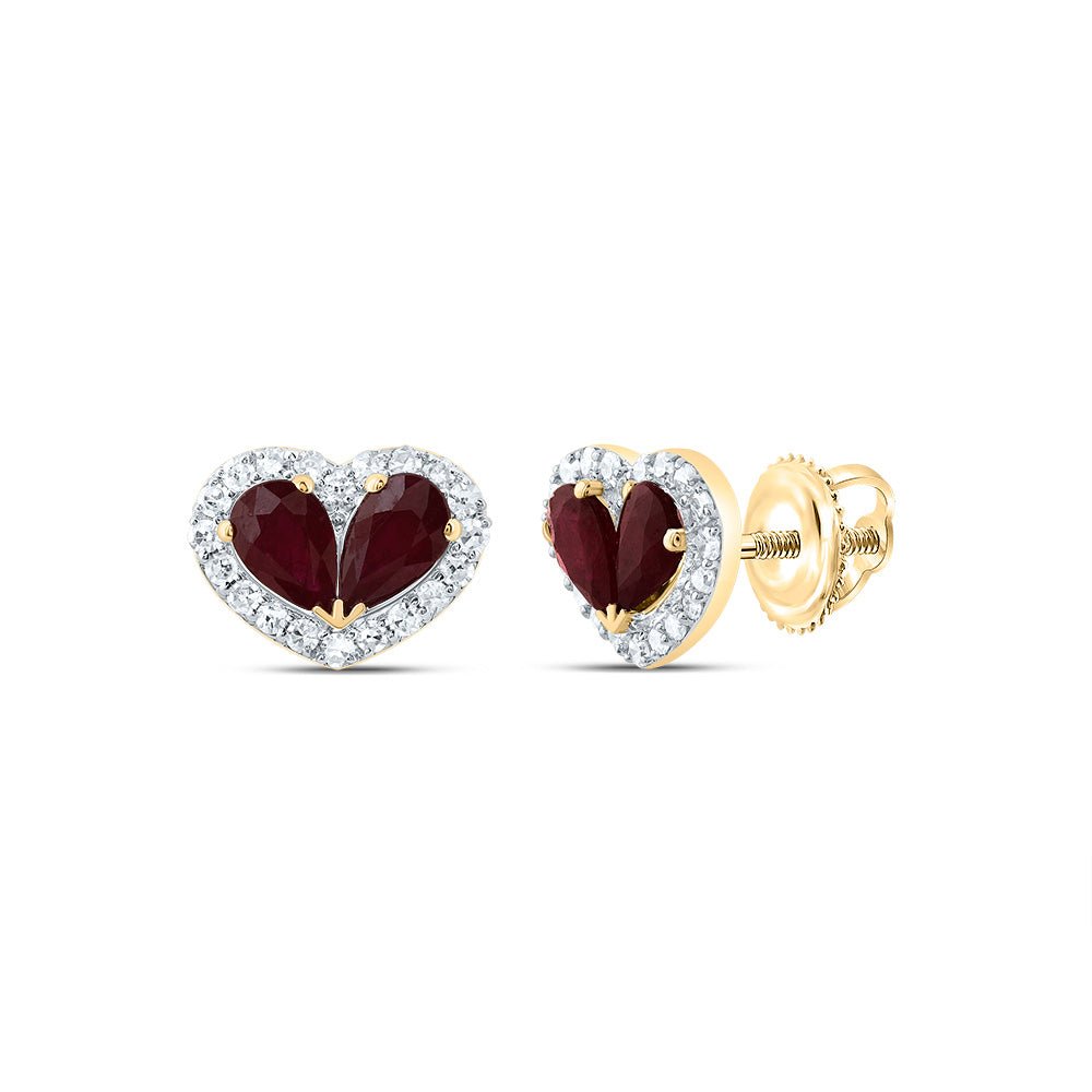 14K Yellow Gold Ruby Stud Earrings 1/5 Cttw - Splendid Jewellery