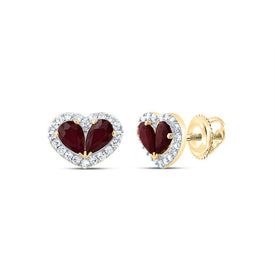 14K Yellow Gold Ruby Stud Earrings 1/5 Cttw - Splendid Jewellery