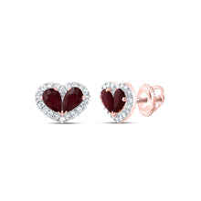 Load image into Gallery viewer, Heart Ruby Stud Earrings 1/5 Cttw Gift Edition - Splendid Jewellery