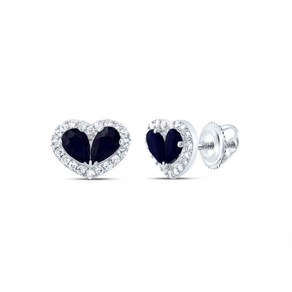 14K White Gold Blue Sapphire Earrings for Everyday Wear with Natural Sparkle - Splendid Jewellery