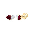 14K Yellow Gold Heart Ruby Stud Earrings - Splendid Jewellery