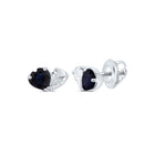 14K White Gold Heart Blue Sapphire Stud Earrings - Splendid Jewellery