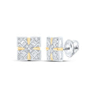 Sterling Silver Diamond Stud Earrings with Fine Detail - Splendid Jewellery