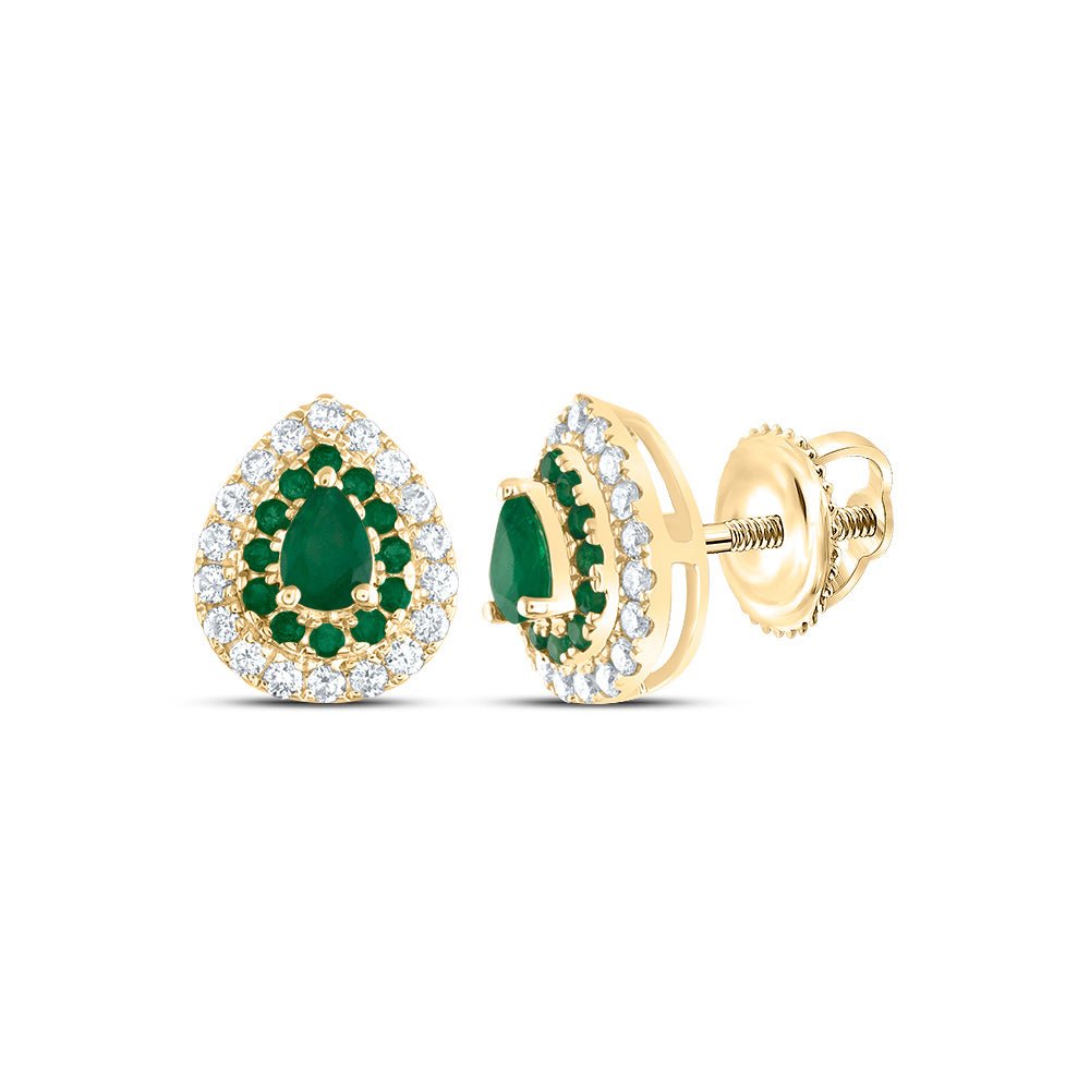 14K Yellow Gold Modern Emerald Earrings Gift Edition - Splendid Jewellery