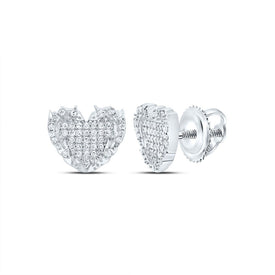 Sterling Silver Elegant Stud Earrings with Diamond - Splendid Jewellery