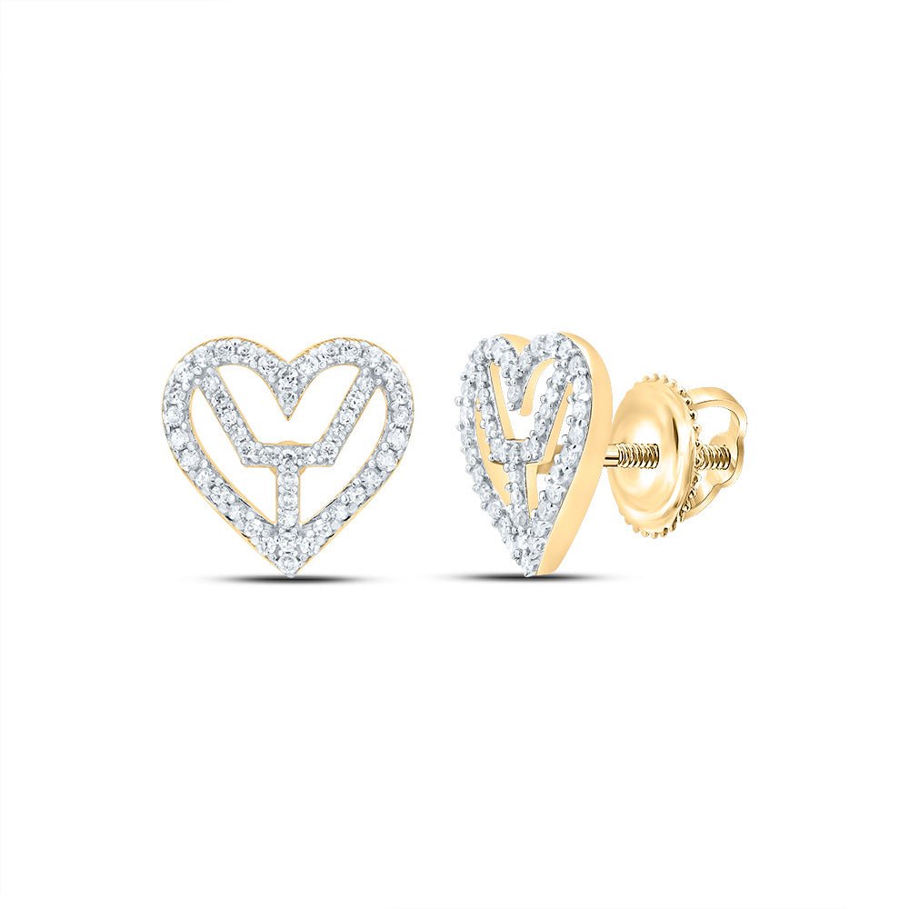 Gold Heart Diamond Stud Earrings - Splendid Jewellery