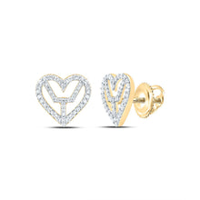 Load image into Gallery viewer, Gold Heart Diamond Stud Earrings - Splendid Jewellery