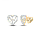 Gold Heart Diamond Stud Earrings - Splendid Jewellery