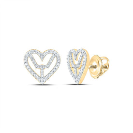 Gold Heart Diamond Stud Earrings - Splendid Jewellery