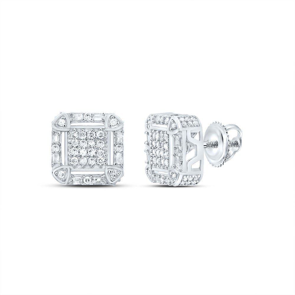 Diamond Stud Earrings in Sterling Silver with Fine Detail - Splendid Jewellery