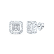 Load image into Gallery viewer, Diamond Stud Earrings in Sterling Silver with Fine Detail - Splendid Jewellery