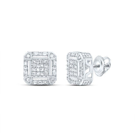 Diamond Stud Earrings in Sterling Silver with Fine Detail - Splendid Jewellery