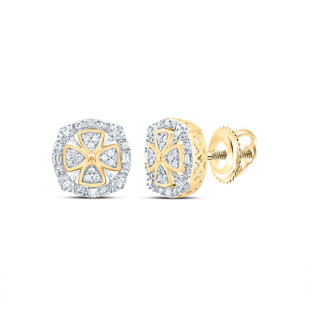 Gold Elegant Stud Earrings with Diamond - Splendid Jewellery
