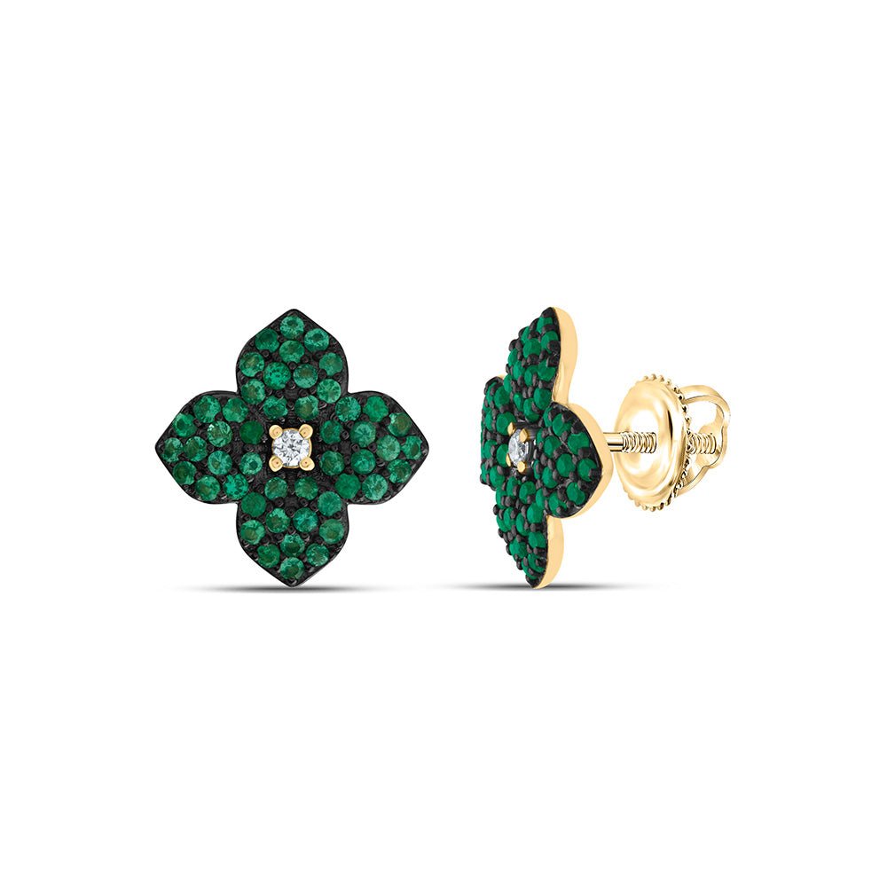 14K Yellow Gold Emerald Earrings for Everyday Wear with Natural Sparkle - Splendid Jewellery