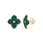 14K Yellow Gold Emerald Earrings for Everyday Wear with Natural Sparkle - Splendid Jewellery