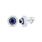 Blue Sapphire Stud Earrings in 14K White Gold with Elegant Styling - Splendid Jewellery