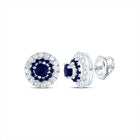 Blue Sapphire Stud Earrings in 14K White Gold with Elegant Styling - Splendid Jewellery