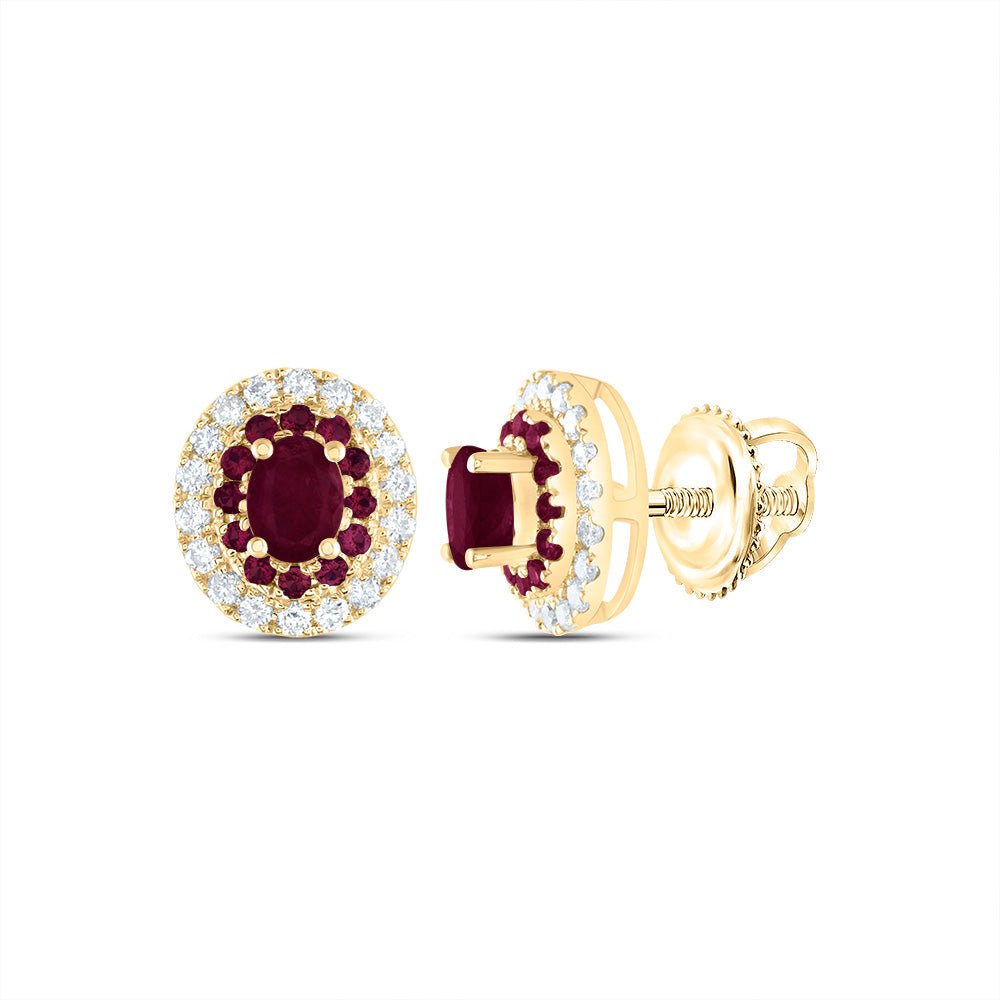 14K Yellow Gold Ruby Earrings for Everyday Wear with Fine Detail - Splendid Jewellery