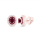 14K Rose Gold Ruby Earrings for Everyday Wear Gift Edition - Splendid Jewellery