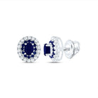 14K White Gold Oval Blue Sapphire Stud Earrings - Splendid Jewellery
