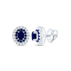 14K White Gold Oval Blue Sapphire Stud Earrings - Splendid Jewellery