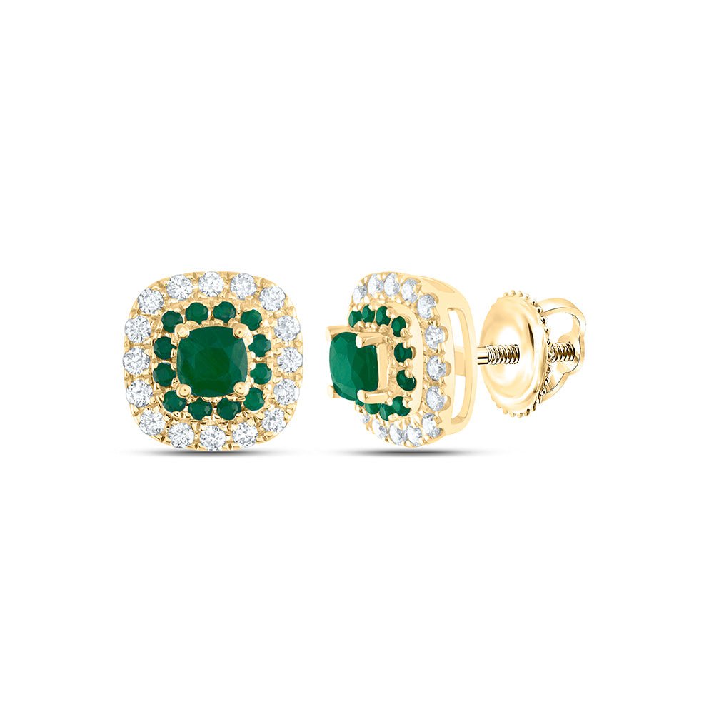 14K Yellow Gold Gift - Ready Emerald Earrings with Natural Sparkle - Splendid Jewellery