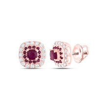Load image into Gallery viewer, 14K Rose Gold Elegant Stud Earrings with Ruby Gift Edition - Splendid Jewellery