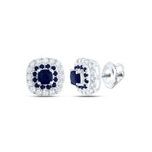 Load image into Gallery viewer, 14K White Gold Modern Blue Sapphire Earrings with Elegant Styling - Splendid Jewellery