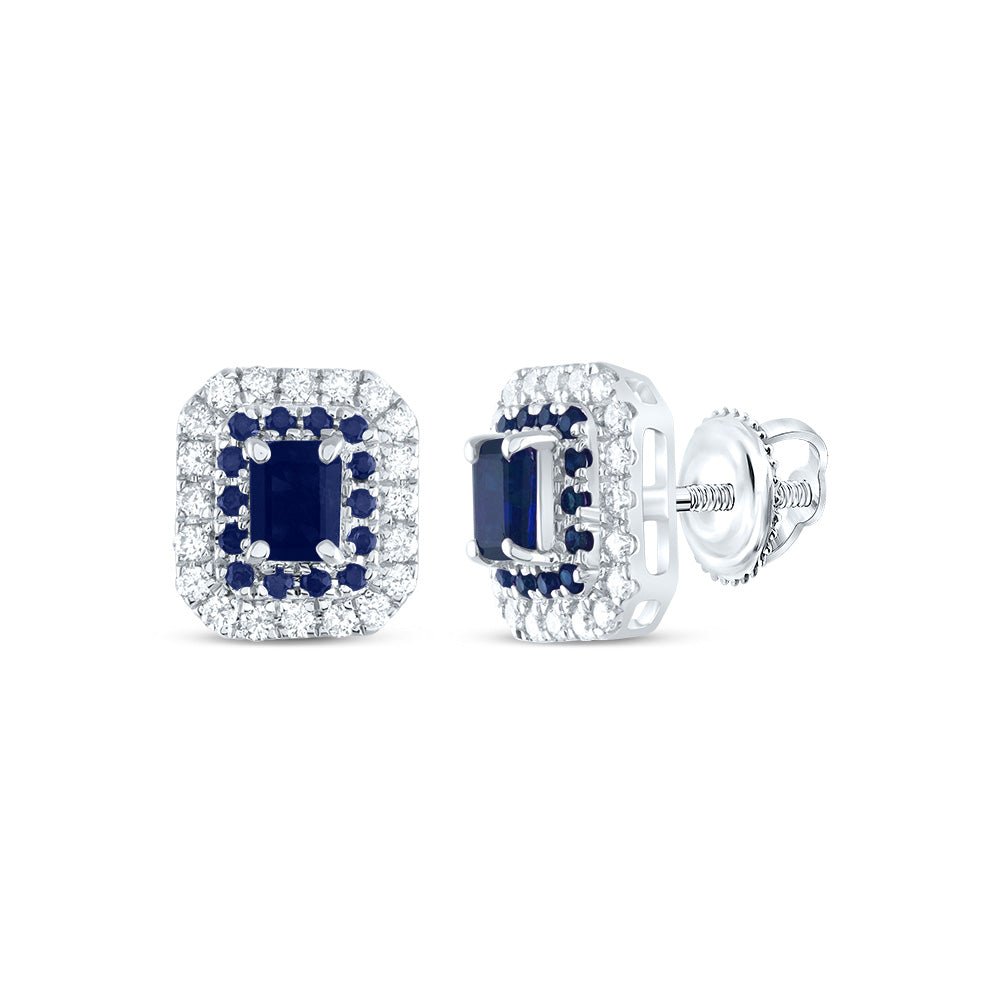 14K White Gold Blue Sapphire Stud Earrings 1/4 Cttw - Splendid Jewellery