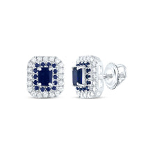 Load image into Gallery viewer, 14K White Gold Blue Sapphire Stud Earrings 1/4 Cttw - Splendid Jewellery