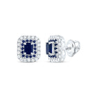 14K White Gold Blue Sapphire Stud Earrings 1/4 Cttw - Splendid Jewellery