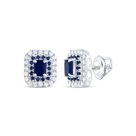 14K White Gold Blue Sapphire Stud Earrings 1/4 Cttw - Splendid Jewellery